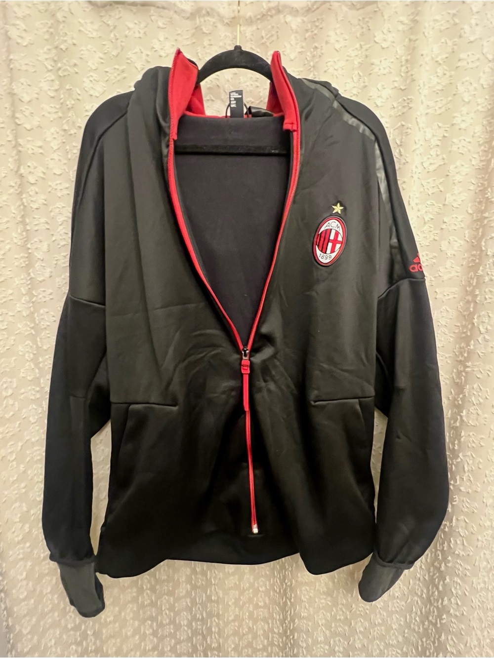 adidas Large AC Milan Z.N.E. Anthem Hoodie 157049 Full Zip Jacket